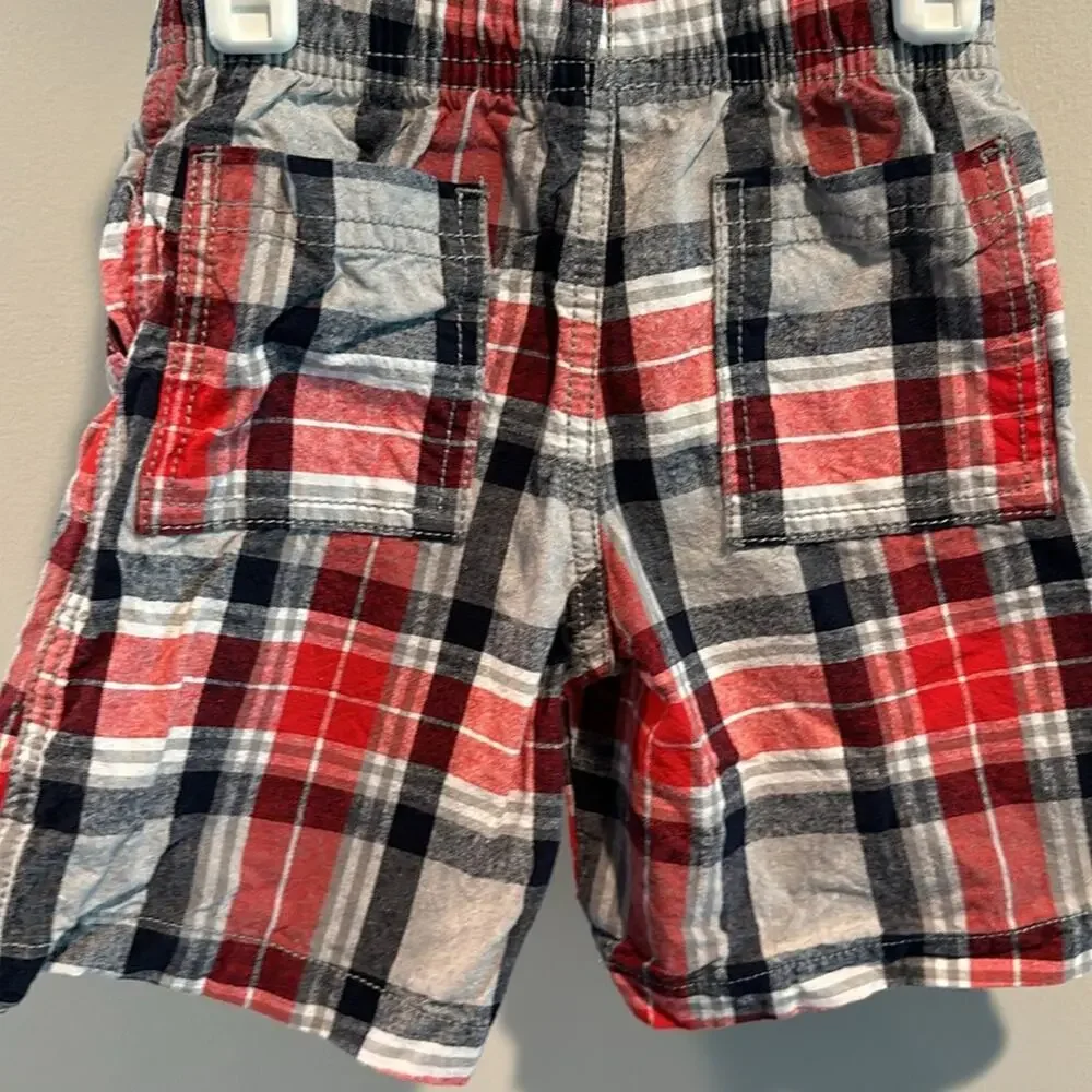 Gymboree 2T Red, White & Blue Plaid Cotton‎ Shorts